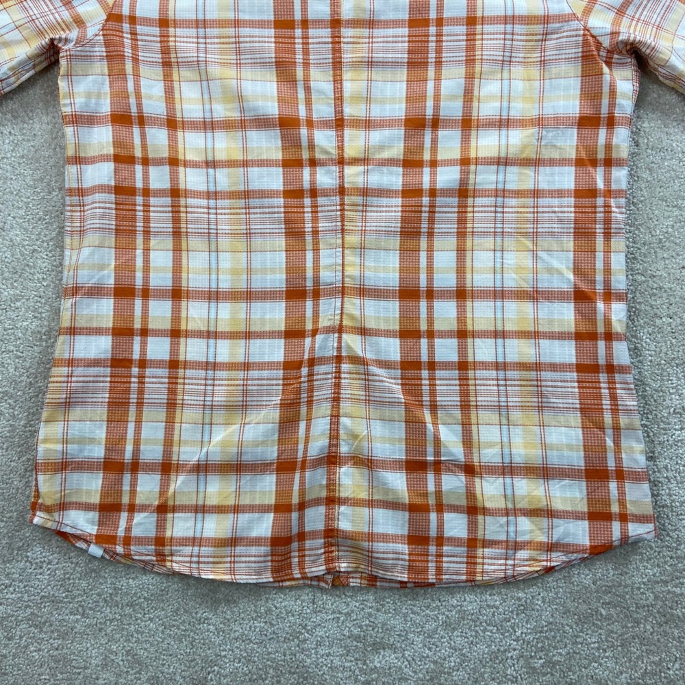 Marmot Plaid Button Down Shirt Womens L Orange Yellow Hiking Outdoor Top - Picture 9 of 14